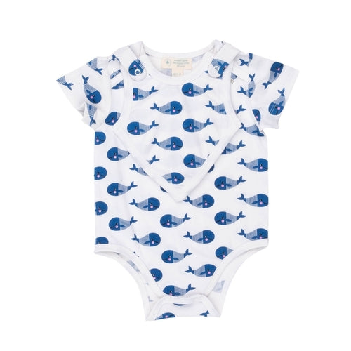 GOTS organic cotton short-sleeve baby bodysuit with bib