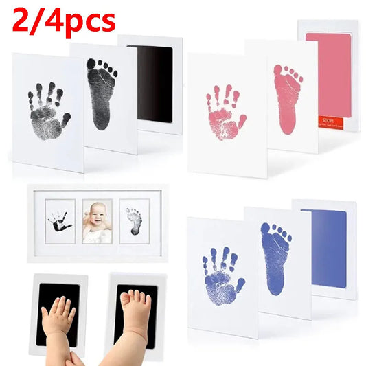 Inkless baby handprint and footprint ink pad kit