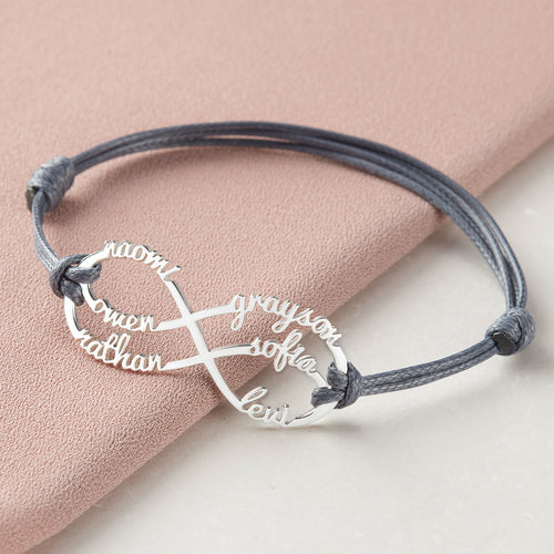Bracelet maman avec prénoms d'enfants, Bracelet infini avec prénoms, Bijoux maman