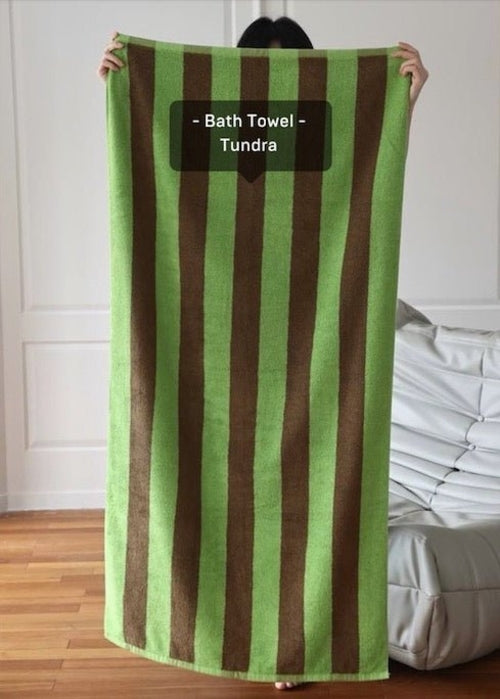 Serviette de bain ultra douce et absorbante à rayures rétro - 100 % coton biologique de qualité supérieure