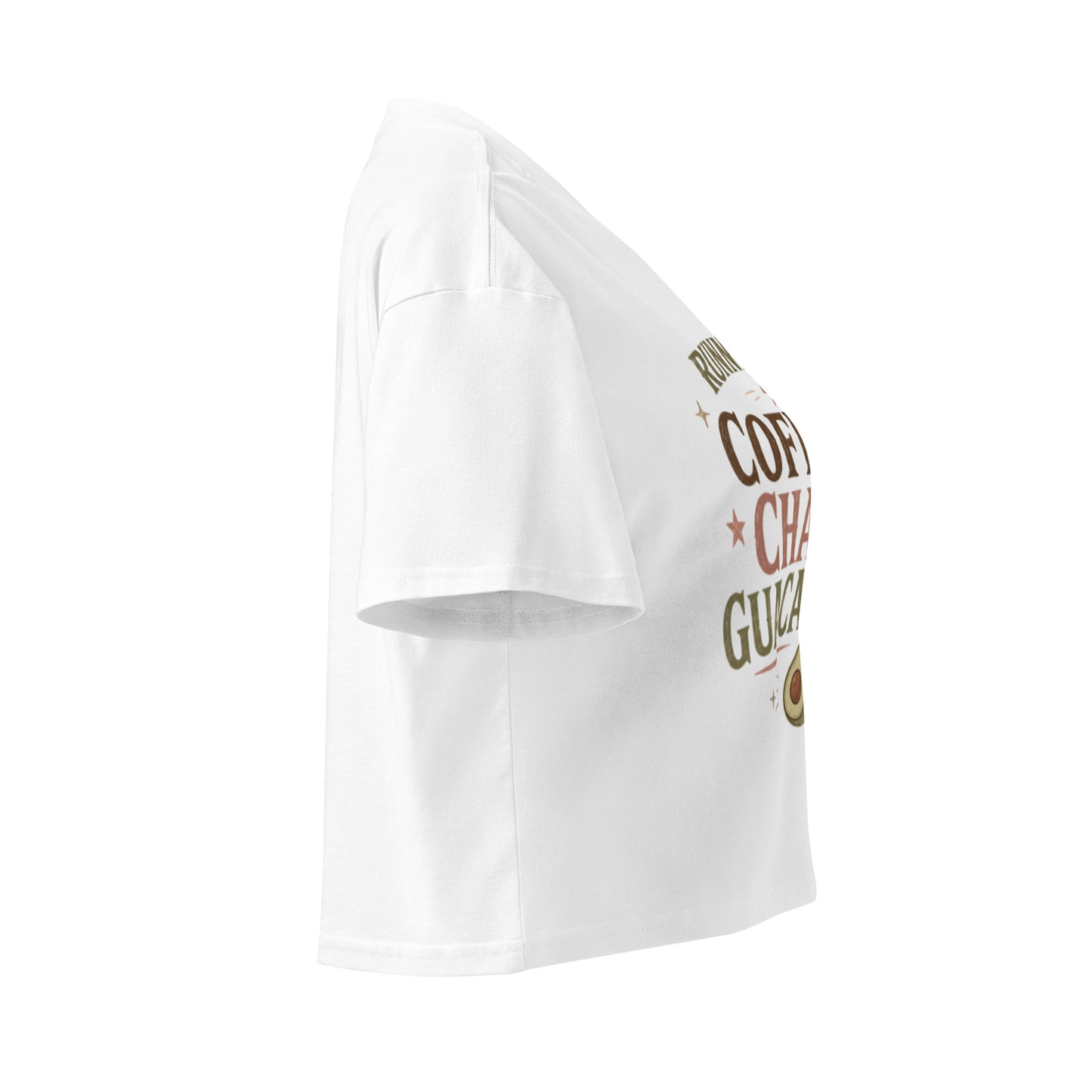 Women's cotton crop top for coffee and guacamole lovers