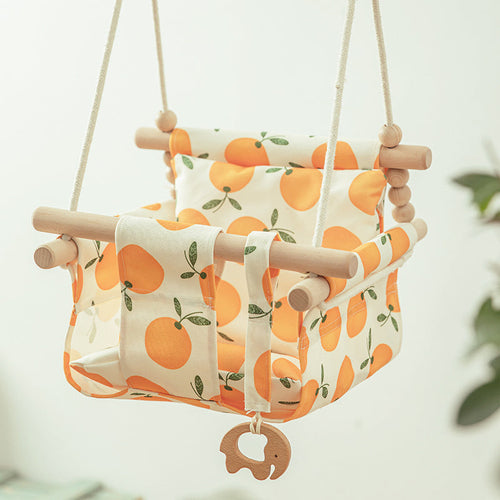 Naturoo cotton canvas baby swing chair with wooden frame
