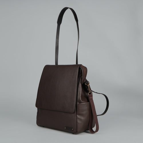 Genuine full-grain leather diaper bag