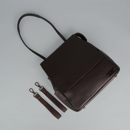 Genuine full-grain leather diaper bag