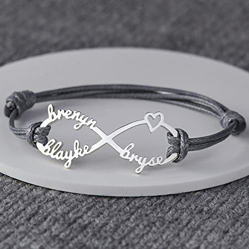Bracelet maman avec prénoms d'enfants, Bracelet infini avec prénoms, Bijoux maman