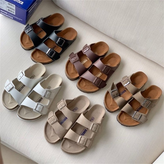 Leather Strap Cork Sandals — Supportive Summer Comfort