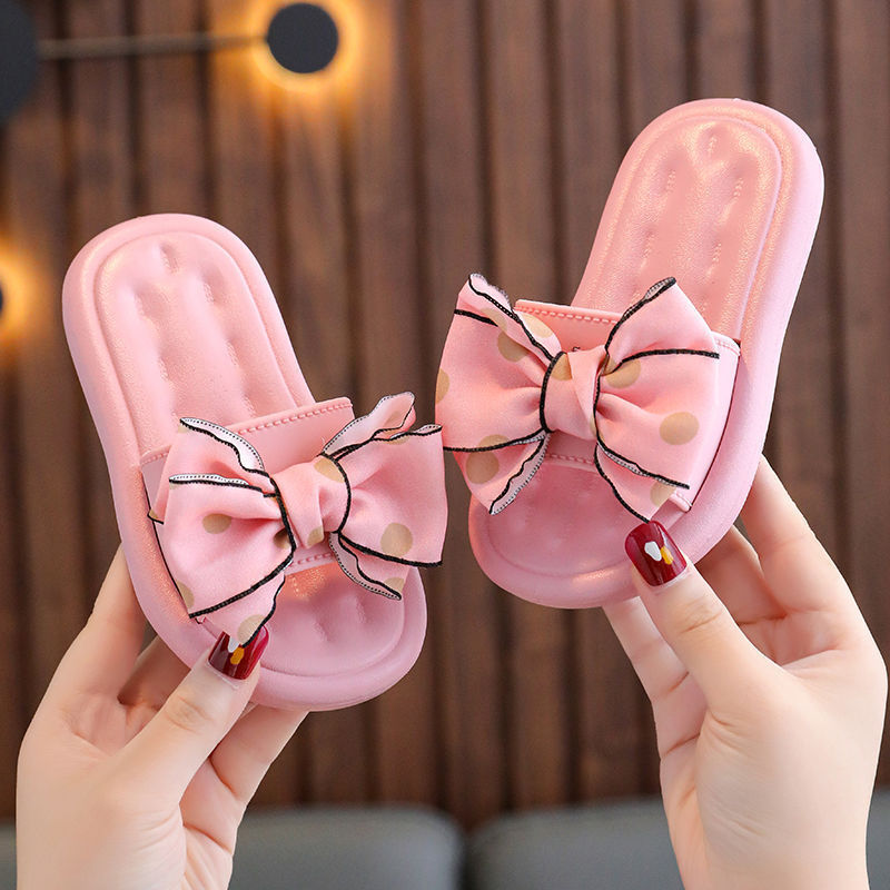Summer children's slippers princess style Pearl girls' sandals soft bottom outdoor breathable small and medium girls slippers