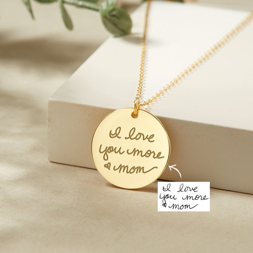 Actual Handwriting Necklace Personalized Memorial Jewelry High Quality Solid 925 Sterling Silver with 18K Gold, Rose Gold-Plated. Product is safe for sensitive skin.