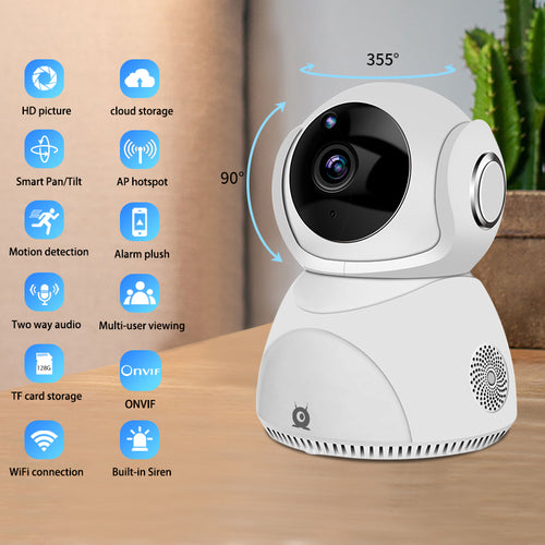 Câmara WiFi Sem Fios PTZ Panorâmica 360° HD 1080P