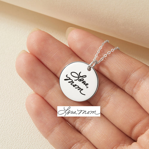 Actual Handwriting Necklace Personalized Memorial Jewelry High Quality Solid 925 Sterling Silver with 18K Gold, Rose Gold-Plated. Product is safe for sensitive skin.