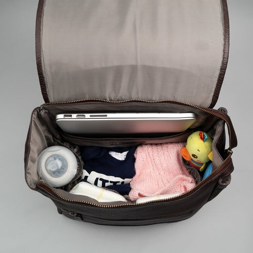 Genuine full-grain leather diaper bag