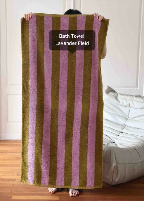 Serviette de bain ultra douce et absorbante à rayures rétro - 100 % coton biologique de qualité supérieure